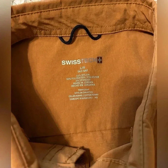 Swiss Tech+ Nylon Shirt Button Down Long Sleeve Color:Copper Penny Outdoor Sz L - Picture 5 of 11